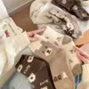 Calcetines Nuevos de Invierno a Media Pantorrilla de Oso de Dibujos Animados en Blanco y Negro para Mujer, Media Pantorrilla Otoño e Invierno, Transpirables, Estilo Coreano, Calcetines para Estudiantes