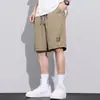 Shorts casuais masculinos de estilo americano de rua, com cintura elástica resistente, para o verão, de seda gelada, finos, de secagem rápida, esportivos, de alta qualidade
