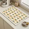 Alfombrilla de Drenaje para Cocina Cuadros Coloridos Retro de Barro Diatomeas Absorbente de Agua Secado Rápido Antideslizante Alfombrilla para Mesa Secado de Vajilla Tazones y Platos