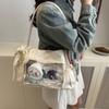 Bolsa de ombro feminina transparente e fofa de alto valor, estilo princesa, com lenço de seda macio e secundário