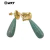Pendientes Colgantes de Piedra Natural Personalizados Retro Wt-E802 de Calcedonia y Amazonita de Longitud Media Populares para Exportación
