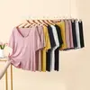 Conjunto de duas peças novo de verão, solto, casual, de modal, com babados, decote V, manga curta e shorts, com estampa de bolinhas pequenas, para casa