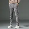 Calça casual masculina de veludo cotelê, grossa para outono e inverno, calça reta de cor sólida simples, moderna e versátil, calça comprida com forro de fleece