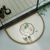 Novo tapete de chão semicircular com padrão floral e de pássaros estilo chinês para hall de entrada, antiderrapante, absorvente de água, fácil de limpar, resistente à sujeira, personalizável