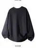 Camiseta de manga larga de 200 g para mujer con cuello en V en forma de corazón, holgada, cuello redondo, ropa interior, camiseta blanca lisa para hombre, capa base negra