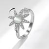 Anillo giratorio de descompresión ansiolítica para mujer, superventas en Amazon, con circón y ópalo con hexagrama europeo y americano.