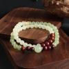 Nova Pulseira Estilo Chinês Círculo Duplo Sândalo Ágata Cinza Ágata Vermelha Jade Maçã Pulseira de Mão Dupla Moda Versátil Masculino e Feminino
