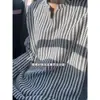 Camiseta de Manga Larga con Cuello en V Estilo Tweed Patrón de Espiga para Hombre Camiseta Base Rayada de Corte Limpio Sudadera Tops Sueltos para Pareja
