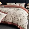 Estilo retro americano, agradable para la piel, juego de ropa de cama de cuatro piezas de gasa de doble capa, sábana de cama, funda de edredón y sábana bajera de algodón y lino puro, adecuado para todas las estaciones
