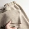 Pantalones versátiles de lana 100% de pierna ancha para mujer, holgados y gruesos, adecuados para otoño e invierno, de corte recto, hasta el suelo, con efecto de caída, pantalones casuales color blanco cachemir