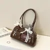 Bolsa de boliche moderna de grande capacidade para comércio exterior, nova bolsa de ombro simples com textura para o dia a dia