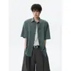 Camisa de Manga Corta Transpirable de Algodón Lino con Abertura Lateral y Botones de Rana para Hombre Verano Talla Grande Marca de Moda Holgada Retro Top de Media Manga