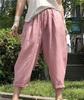 Pantalones casuales de lino para mujer, primavera y verano, estilo retro artístico, holgados, con cordones, cintura ancha y pierna ancha, pantalones Hallen 913
