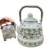 Olla de Esmalte Puede Usarse Directamente al Fuego Esmalte 2.5L Olla de Esmalte Cafetera de Porcelana Esmaltada Tetera Cocina de Inducción Olla de Esmalte Rusa