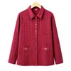 Camisa para madre, nuevo estilo primavera y otoño, cárdigan top 100% algodón, camisa de moda para mujeres de mediana edad y mayores, conjunto talla grande para abuela