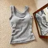 Camisola con Almohadillas en el Pecho, Estilo Corto de Verano para Mujer, Ropa Exterior, Capa Base, Estilo Sexy, No de Espalda Descubierta, Top Delgado sin Mangas para Verano