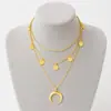 Moda popular europea y americana en joyería transfronteriza colgante de oblea de cuerno collar de cuentas multicapa femenino fabricante en stock