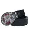 Cinto de Cowboy Ocidental Transfronteiriço, Novo Estilo com Fivela Grande de Cabeça de Touro, Cinto da Moda para Jovens, Cinto para Roupa Exterior Estilo de Rua Americano
