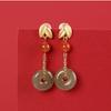 Antigo Ouro Cidade Proibida Nova Personalidade Natural Jade Folha de Bambu Temperamento Antigo Palácio Retro Feminino Longo Elegante Brincos