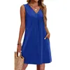 Vestido Casual Simples Europeu e Americano da Amazon Transfronteiriço para Mulheres 2026 Verão Nova Moda Elegante Vestido Regata Emagrecedor