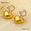 Brincos de Aço Inoxidável de Alto Padrão Venda Quente Transfronteiriça Amor Brilhante Dourado Pingente de Zircônia Brincos de Aço Titânio Brincos