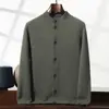 Estilo Nuevo Otoño e Invierno Cuello Alto Cardigan Grueso de Cachemira para Hombre Casual de Negocios Capa Base Abrigo Cálido de Lana de un Solo Botón