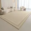 Alfombra de Sala de Estar Estilo Crema Nórdica Absorbente Antideslizante Alfombra para Sofá Mesa de Café Alfombra de Piso Resistente a la Suciedad para Hogar Dormitorio Terciopelo de Cristal