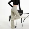 Calça de perna larga, longa, com caimento fluido, tecido respirável de alta qualidade, cor cinza de chá com leite, super emagrecedora, best-seller outono/inverno 2026, transfronteiriça
