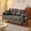 Sofá departamento pequeño casa de alquiler oficina tienda de ropa hogar doble tres plazas sofá de cuero negro sala de estar