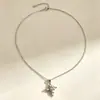Brillo Galáctico~Collar Único y Distintivo de Estrella de Cuatro Puntas, Collar con Colgante de Cruz de Diamante Fresco y Brillante, Accesorio Dulce y Fresco