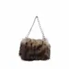 Bolsa de Pelúcia Europeia, Americana, Japonesa e Coreana Transfronteiriça, Bolsa de Ombro de Pelo com Corrente Estampada de Leopardo, Atmosfera de Outono e Inverno, Bolsa de Axila de Alta Qualidade da Moda Cool