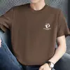 Camiseta de Manga Corta para Hombre Marca de Moda Algodón Puro Cuello Redondo Top Estampado de Letras de Moda Verano Algodón Camiseta de Media Manga