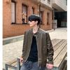 Jaqueta de Couro Curta Estilo Motociclista Retrô Americana Primavera e Outono Masculina e Feminina Solta Acolchoada Gola Alta Jaqueta de Couro PU Casaco Jaqueta da Moda