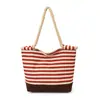 Bolsa de almacenamiento bohemia a rayas transfronteriza nueva, bolsa de lona para viaje, bolsa de compras de gran capacidad, bolsa de hombro ecológica para mujer