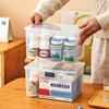 Caja de medicina pequeña con tapa abatible, caja de almacenamiento rectangular apilable portátil con tapa, almacenamiento transparente, caja de subembalaje para medicamentos