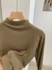 KEKEZOON Camiseta básica de manga longa com gola alta para mulheres, estilo coreano Outono/Inverno, Top T-shirt versátil casual básico 8799