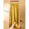 Nova Saia Cauda de Peixe Estilo Chinês para Mulheres, Nova Coleção Primavera 2025 Cintura Alta Franjas Jacquard Retrô Acetato Elegante Meia Saia