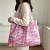 Nueva bolsa de compras transfronteriza de gran capacidad, bolsa de almacenamiento plegable y portátil, bolsa de mano de dibujos animados ecológica para supermercados