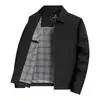 Jaqueta de Cor Sólida para Negócios Masculina, Novo Estilo Outono, Casaco Casual de Negócios Solto com Gola Reversível para Homens de Meia-Idade, Roupa de Pai