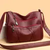 Bolsa de mão feminina em couro genuíno 2026 estilo quente couro macio multicamadas versátil bolsa de ombro transversal grande capacidade bolsa para mãe de meia-idade e idosa