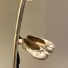 Zapatos de Mujer Chuyuji Mary Jane Francés Primavera/Verano Lunares Satén Poco Profundos de una Sola Pieza Planos Moño Zapatos de Ballet Punta Dividida