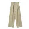 Pantalones Anchos de Lino Tencel Azul Claro para Mujer, Verano 2026, Delgados, con Caída, Adelgazantes, Holgados de Corte Recto, de un Botón, Estilo Cocoon
