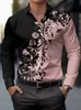 Camisa casual de manga comprida estilo americano, nova camisa floral de alta qualidade para comércio exterior na Amazon, camisa masculina sem amassar