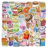 Conjunto completo de adesivos de comida de desenho animado realistas desenhados à mão para planners, capas de celular e garrafas de água, adesivos decorativos à prova d'água atacado