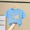Roupas de Verão de Algodão Puro para Meninas com Manga Curta 2026 Novas Blusas Soltas Estilo Coreano para Menininhas com Manga Meia-Manga Roupas Infantis Camiseta Verão