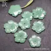 Flores de Jade, Flores de Aventurina Naturais com Furos no Meio, Flores de Cinco Pétalas, Acessórios para Broche de Cabelo DIY