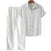 Conjunto de Camisa Suelta de Manga Corta y Pantalones Largos con Estampado 3D Estilo Europeo y Americano de Moda para Hombre, Atuendo Casual para Primavera y Verano [Hecho a Pedido]