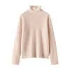 Suéter de Cashmere com Gola Alta para Mulheres, Pulôver Solto com Trança, Estilo Outono e Inverno, Gola Versátil, Suéter Base para Camada Interna