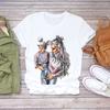 Camiseta de Manga Corta para Mujer Verano Estudiante Talla Europea Comercio Exterior Europeo y Americano 2025 Top Casual Estampado Wish