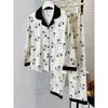 Pijamas para Mujer Primavera, Otoño y Verano Algodón Nube Manga Larga Pantalones Cárdigan Lindo Dibujo Animado Niña Puede Usar Fuera Conjunto de Ropa para Casa